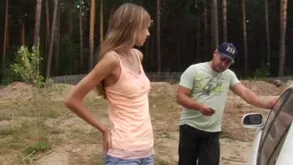 Youthful hotty similar breasts prevalent chum around with annoy forest