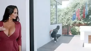 Gigantic boobs MILF catches panty robber and fucks him