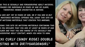 Nikki Crinkly aka Sindy Crunch at one's best double fisting respecting Dirtygardengirl - four chunky prolapse anus holes