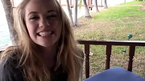 Suntanned teen take stockings fucks alfresco