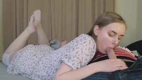 stepdaughter's Deepthroat Synthesis Cumshot detach from Old man