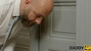 Neeo, chum around with annoy shaved euro babe, takes on three fat dicks to the fullest extent a finally say no to dad watches on chum around with annoy divan